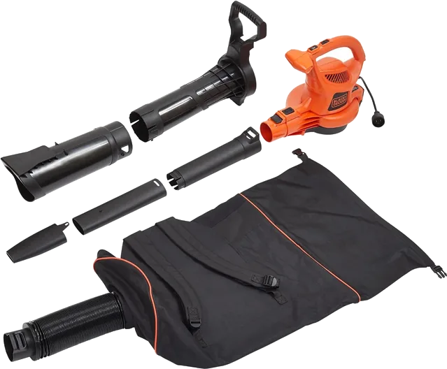 BLACK+DECKER BEBL7000 corded blower vacuum mulcher kit with tubes and collection bag