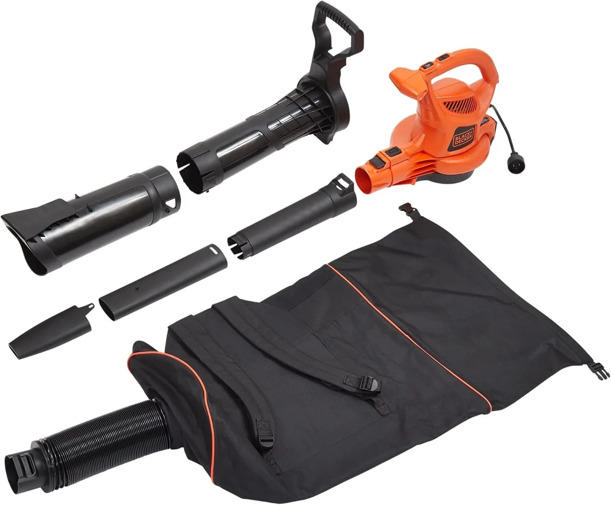 BLACK+DECKER BEBL7000 corded blower vacuum mulcher kit with tubes and collection bag
