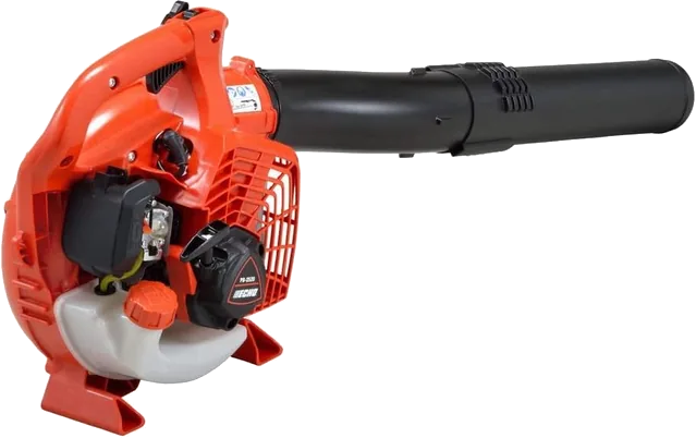 ECHO PB-2520 gas handheld leaf blower in red and orange with a black nozzle and clear fuel tank