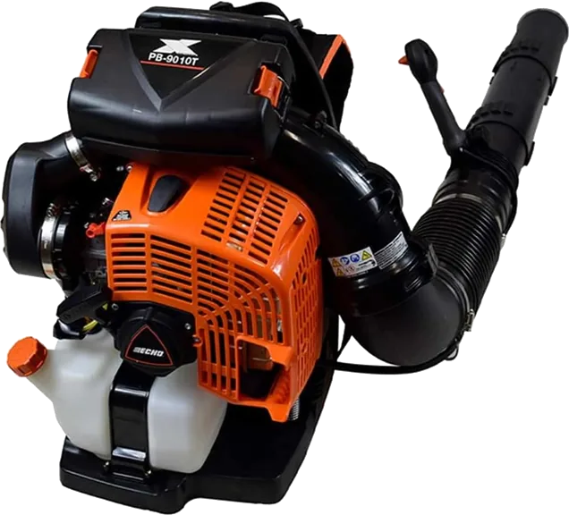 ECHO PB-9010T gas backpack leaf blower with orange engine cover and black blower tube