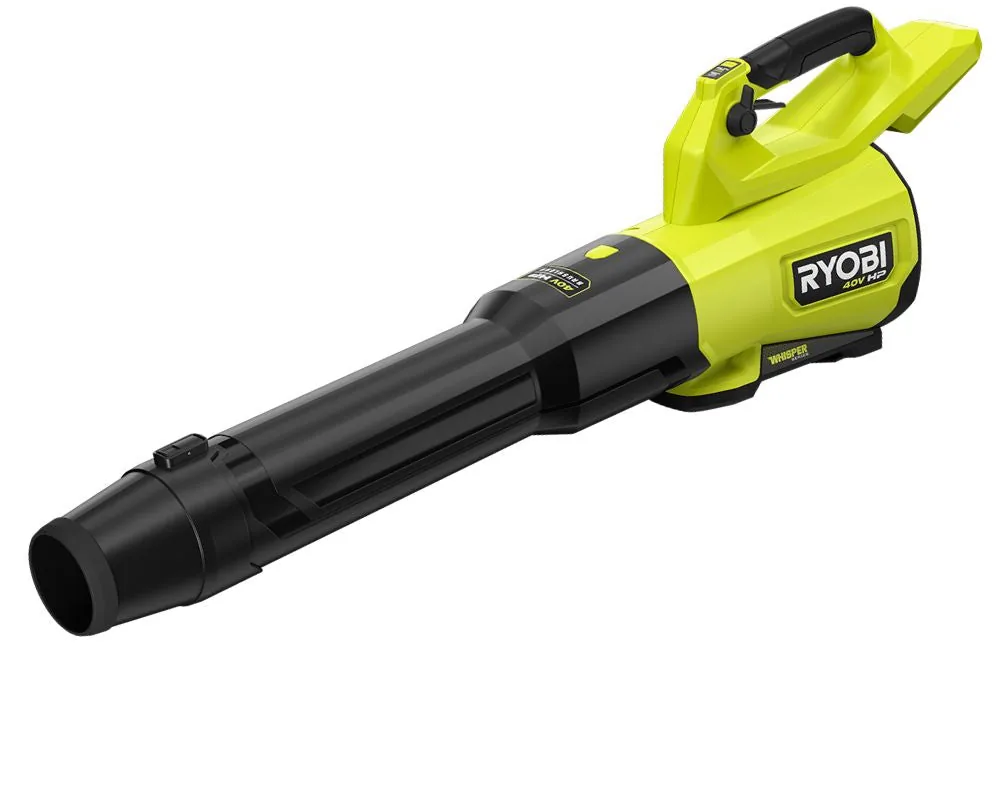 RYOBI 40V HP Whisper Series 800 CFM leaf blower RY40HPLB01, green and black, shown without a battery